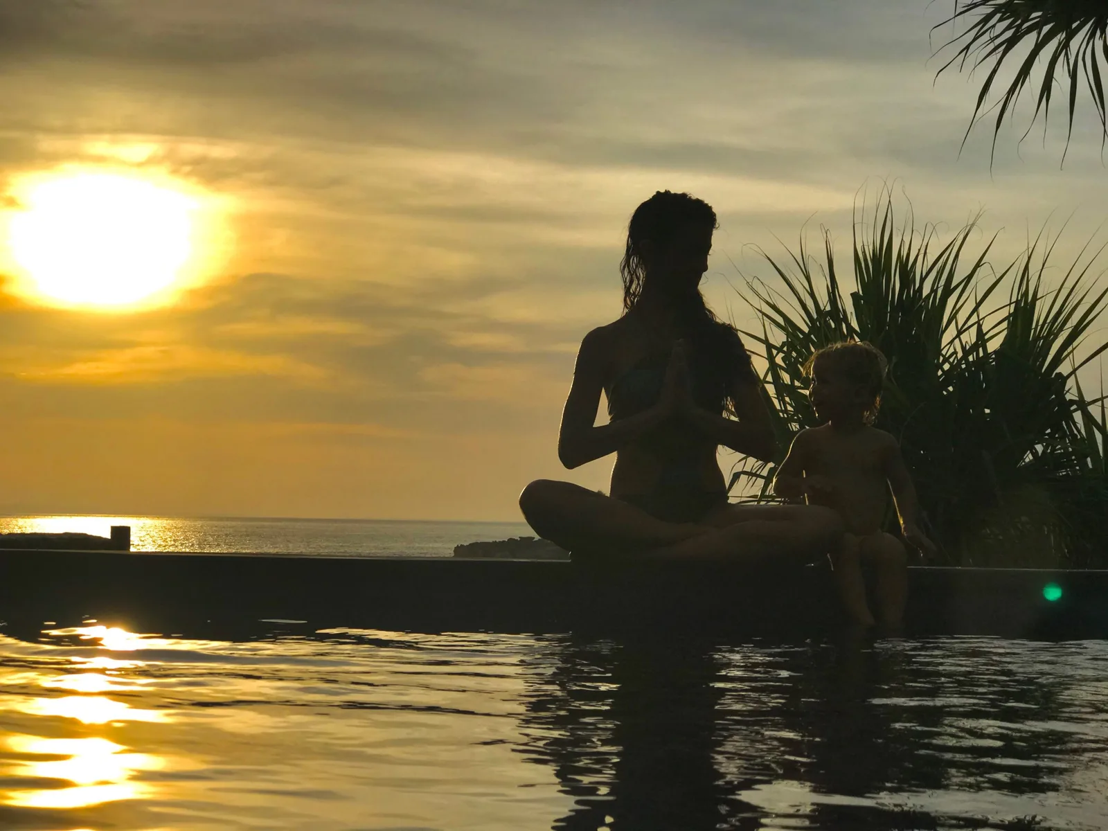 Meditation by the ocean at sunset