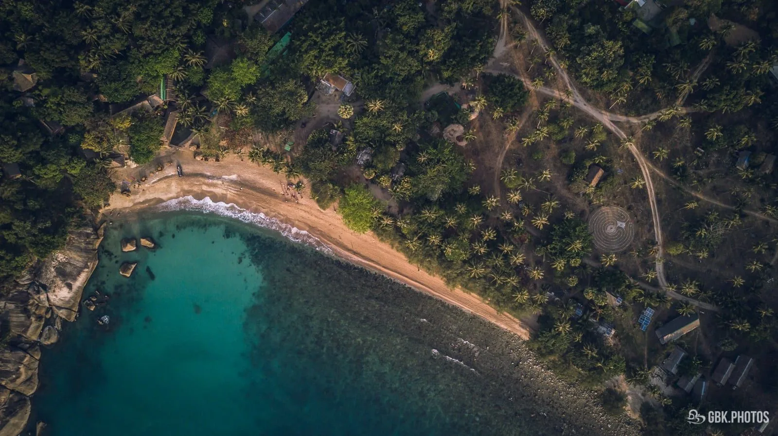Aerial view of The Sanctuary on Haad Tien Beach, Koh Phangan
