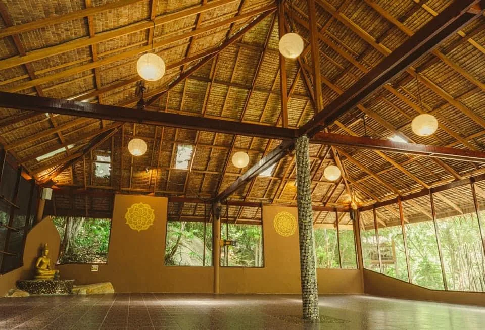 The bamboo open-air shala at The Sanctuary