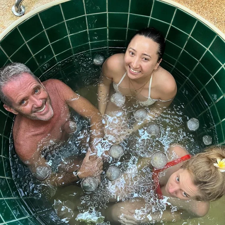 Students in the ice bath at The Sanctuary